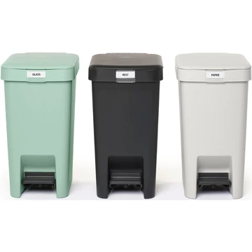 Brabantia StepUp szelektív hulladékgyűjtő szett, 3db pedálos szemetes, 10L - C méret, 91% újrahasznosított műanyag - SU10L-SET