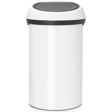 Brabantia Touch Bin nyomófedeles hulladékgyűjtő XXL, 60L - H méret, fehér acél test, fehér fedő - 108686