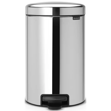 Brabantia NewIcon pedálos hulladékgyűjtő szagmentesen záródó Soft-Close fedél, műanyag tartály, 12L - X méret, r.m. acél, fényes - 113581
