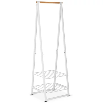 Brabantia Linn Clothes Rack Small ruhatartó állvány, 606x1900x570mm kis méret, 2db állítható magasságú rácsos polc, bambusz rúd, acél váz, fehér - 118227