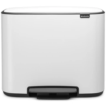 Brabantia Bo Pedal Bin pedálos szelektív hulladékgyűjtő szagmentesen záródó Soft-Close fedél, műanyag tartály, 3x11L - X méret, acél, fehér - 121005
