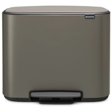 Brabantia Bo Pedal Bin pedálos szelektív hulladékgyűjtő szagmentesen záródó Soft-Close fedél, műanyag tartály, 3x11L - X méret, acél, platinaszürke - 121067