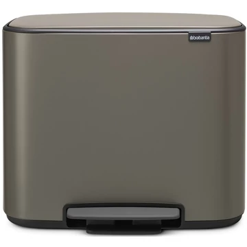 Brabantia Bo Pedal Bin pedálos szelektív hulladékgyűjtő szagmentesen záródó Soft-Close fedél, műanyag tartály, 11+23L - X+J méret, acél, platinaszürke - 121203
