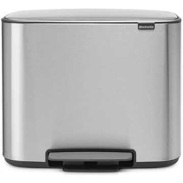 Brabantia Bo Pedal Bin pedálos szelektív hulladékgyűjtő szagmentesen záródó Soft-Close fedél, műanyag tartály, 11+23L - X+J méret, r.m. acél, selyem ujjlenyomatmentes - 121241