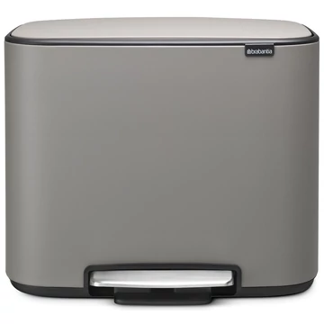 Brabantia Bo Pedal Bin pedálos szelektív hulladékgyűjtő szagmentesen záródó Soft-Close fedél, műanyag tartály, 3x11L - X méret, acél, betonszürke ásványi textúra - 121524