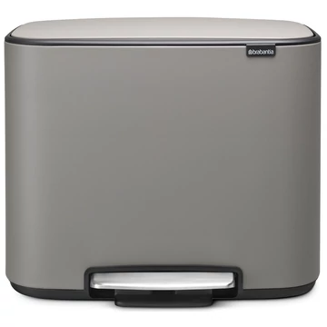 Brabantia Bo Pedal Bin pedálos szelektív hulladékgyűjtő szagmentesen záródó Soft-Close fedél, műanyag tartály, 11+23L - X+J méret, acél, betonszürke ásványi textúra - 121562