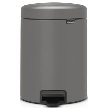 Brabantia NewIcon pedálos hulladékgyűjtő szagmentesen záródó Soft-Close fedél, műanyag tartály, 5L - W méret, acél, betonszürke ásványi textúra - 126284