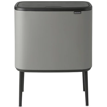 Brabantia Bo Touch Bin nyomófedeles szelektív hulladékgyűjtő, magasított, lábakon álló, műanyag tartály, 11+23L - X+J méret, acél, betonszürke ásványi textúra - 127243