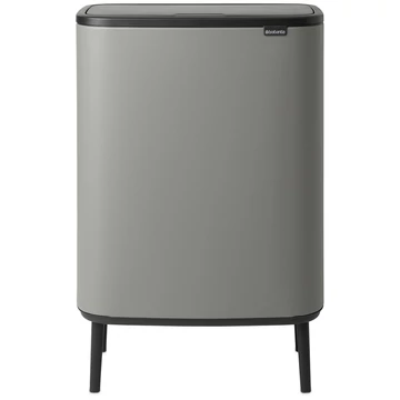 Brabantia Bo Touch Bin Hi szelektív hulladékgyűjtő Soft-Close fedéllel, magasított, lábakon álló, műanyag tartály, XXL, 2x30L - O méret, acél, betonszürke ásványi textúra - 130663