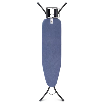 Brabantia Steam Iron Rest vasalódeszka 1100x300mm - A méret, kinyitható vasalótámasz, D=22mm fekete váz, farmerkék huzat - 134203