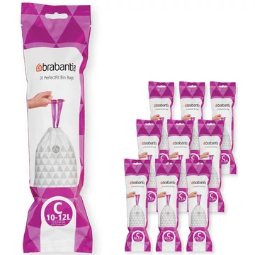 Brabantia PerfectFit szemeteszsák, C méret, 10-12L, Multipack 200 zsák, 10 tekercs, 20 zsák/tekercs