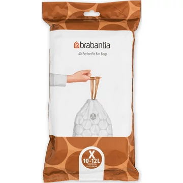 Brabantia PerfectFit szemeteszsák, X méret, 10-12L, visszazárható adagoló csomag, 40 zsák/csomag