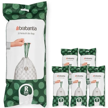 Brabantia PerfectFit szemeteszsák, R méret, 36L, Multipack 120 zsák, 6 tekercs, 20 zsák/tekercs
