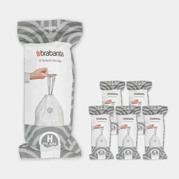 Brabantia PerfectFit szemeteszsák, H méret, 50-60L, Multipack 120 zsák, 6 tekercs, 20 zsák/tekercs
