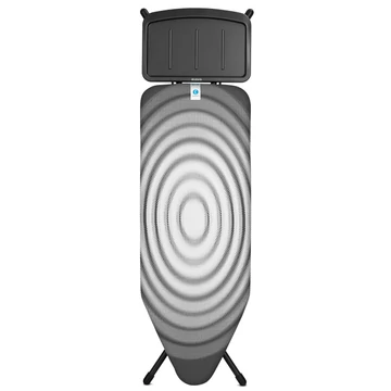 Brabantia Solid Steam Unit Holder vasalódeszka 1240x450mm - C méret, fix vasalótálca gőzállomásokhoz, D=22mm fekete váz, titán ovális huzat - 138980