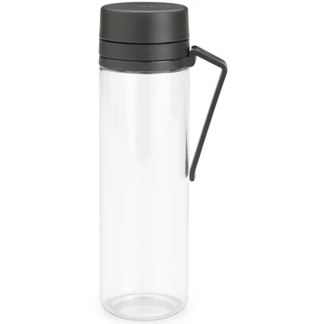 Brabantia Make - Take Water Bottle with Strainer vizespalack 500 ml, szűrőbetéttel gyümölcsök számára, fogantyúval, szivárgásmentes, műanyag, átlátszó/sötétszürke - 148842