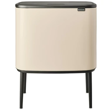 Brabantia Bo Touch Bin nyomófedeles szelektív hulladékgyűjtő, magasított, lábakon álló, műanyag tartály, 11+23L - X+J méret, acél, világos bézs - 201585