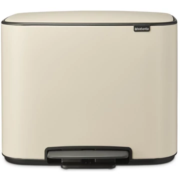 Brabantia Bo Pedal Bin pedálos hulladékgyűjtő szagmentesen záródó Soft-Close fedél, műanyag tartály, 36L - R méret, acél, világos bézs - 201622