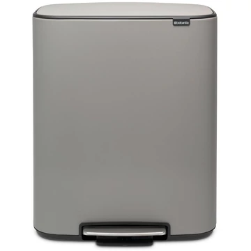 Brabantia Bo Pedal Bin pedálos hulladékgyűjtő szagmentesen záródó Soft-Close fedél, műanyag tartály, 60L - M méret, acél, betonszürke ásványi textúra - 211348