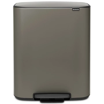 Brabantia Bo Pedal Bin pedálos hulladékgyűjtő szagmentesen záródó Soft-Close fedél, műanyag tartály, 60L - M méret, acél, platinaszürke - 211409