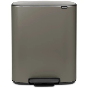 Brabantia Bo Pedal Bin pedálos szelektív hulladékgyűjtő szagmentesen záródó Soft-Close fedél, műanyag tartály, 2x30L - O méret, acél, platinaszürke - 211546