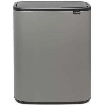 Brabantia Bo Touch Bin nyomófedeles hulladékgyűjtő XXL, padlón álló, műanyag tartály, 2x30L - O méret, acél, betonszürke ásványi textúra - 221460
