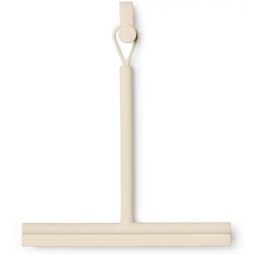 Brabantia ReNew Shower Squeegee 240mm vízlehúzó zuhanyzóba függeszthető akasztóval, 1. oldal vízlehúzó, 2. oldal kefés fej, csúszásmentes, szilikon, világos bézs - 223303