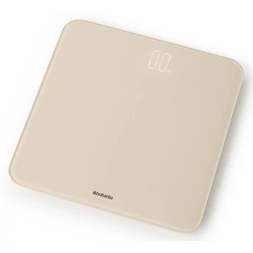 Brabantia ReNew digitális fürdőszobai mérleg 180kg/0,1kg, LED kijelzővel, 4db AAA elemes, műanyag test, üveg fedlap, világos bézs - 223440