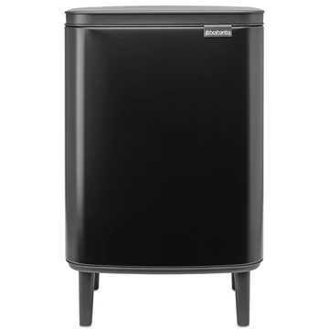 Brabantia Bo Waste Bin Hi hulladékgyűjtő felnyitható, Soft-Close fedéllel, magasított, lábakon álló, műanyag tartály, 12L - C méret, acél, matt fekete - 227226
