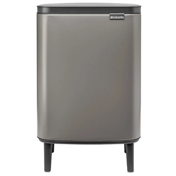 Brabantia Bo Waste Bin Hi hulladékgyűjtő felnyitható, Soft-Close fedéllel, magasított, lábakon álló, műanyag tartály, 12L - C méret, acél, platinaszürke - 227288