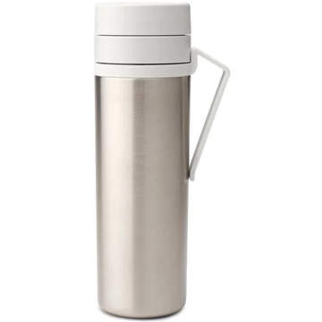 Brabantia Make-Take Insulated Flask duplafalú termosz 500 ml, hideg és meleg italok számára, szivárgásmentes, fogantyúval, r.m. acél, világosszürke - 228667