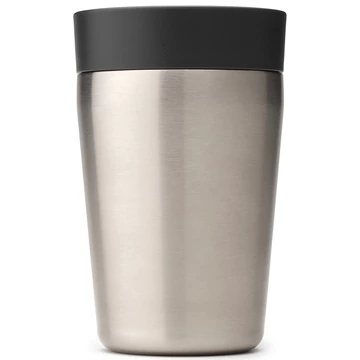 Brabantia Make-Take Insulated Flask duplafalú termoszbögre 200 ml, hideg és meleg italok számára, szivárgásmentes, snap lid fedél, r.m. acél, sötétszürke - 228728