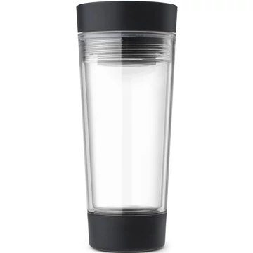 Brabantia Make - Take Travel Tea Cup duplafalú termoszbögre 360ml, szivárgásmentes, snap lid fedél, beépített teafilter tartó, sötétszürke - 228766
