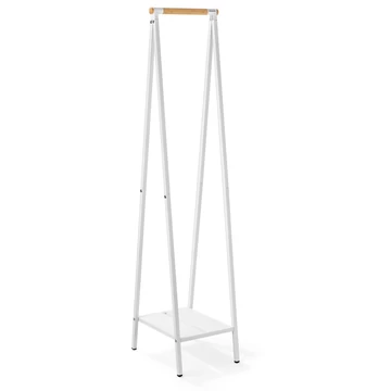 Brabantia Linn Clothes Rack Compact ruhatartó állvány, 340x1700x476mm kompakt méret, 1db alsó teli polc, bambusz rúd, acél váz, fehér - 229862