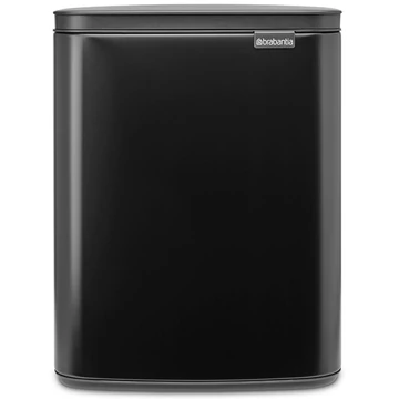 Brabantia Bo Waste Bin hulladékgyűjtő felnyitható, Soft-Close fedéllel, műanyag tartály, 12L - C méret, acél, matt fekete - 230363