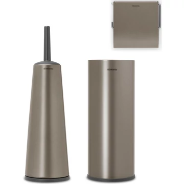 Brabantia ReNew 3db-os WC pipere csomag, WC-kefe, WC-papír és tartalék WC-papír tartó, acél, platinaszürke - 280641
