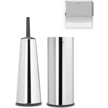Brabantia ReNew 3db-os WC pipere csomag, WC-kefe, WC-papír és tartalék WC-papír tartó, r.m. acél, fényes - 280689