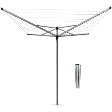 Brabantia Rotary Topspinner kerti ruhaszárító 40m, UV-álló, forgatható, D=45mm, rögzítése földbe szúrható fém konzollal, metál szürke - 310744