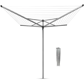 Brabantia Rotary Topspinner kerti ruhaszárító 50m, UV-álló, forgatható, D=45mm, rögzítése földbe szúrható fém konzollal, metál szürke - 310805