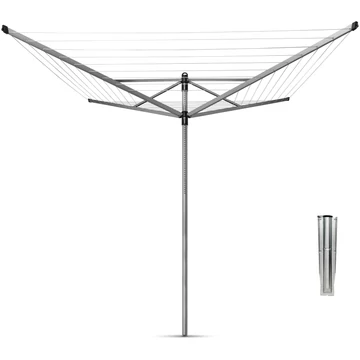 Brabantia Rotary Dryer Lift-O-Matic kerti ruhaszárító 60m, forgatható, D=45mm, állítható magasság, rögzítése földbe szúrható fém konzollal, metál szürke - 311000