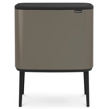 Brabantia Bo Touch Bin nyomófedeles szelektív hulladékgyűjtő, magasított, lábakon álló, műanyag tartály, 3x11L - X méret, acél, platinaszürke - 316043