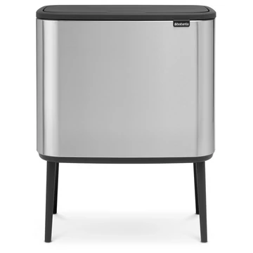 Brabantia Bo Touch Bin nyomófedeles szelektív hulladékgyűjtő, magasított, lábakon álló, műanyag tartály, 11+23L - X+J méret, r.m. acél, selyem ujjlenyomatmentes - 316227
