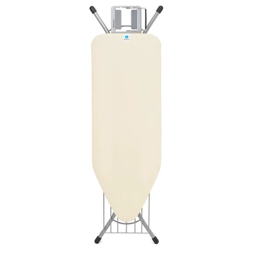 Brabantia Steam Iron Rest vasalódeszka 1240x450mm - C méret, kinyitható vasalótámasz, ágyneműtartóval, D=22mm metalizált szürke váz, ekrü huzat - 321924