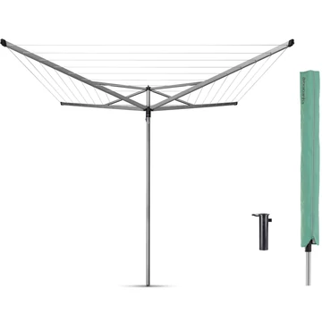 Brabantia Rotary Essential kerti ruhaszárító állvány 40m, UV-álló, D=35mm, betonalapba rögzítendő műanyag konzollal, időjárásálló védőzsákkal, metál szürke - 323201