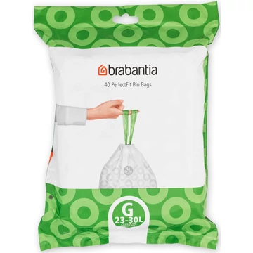 Brabantia PerfectFit szemeteszsák, G méret, 23-30L, visszazárható adagoló csomag, 40 zsák/csomag