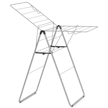 Brabantia HangOn Drying Rack ruhaszárító állvány, 15m szárítási hossz, 4db ruhaakasztó kampó, 12kg teherbírás, összecsukható, acél, metál szürke - 403361