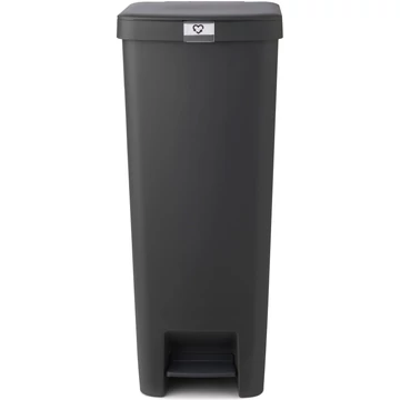Brabantia StepUp pedálos kuka hulladéktípus jelölő ablakkal, lecsapódásgátló fedél, 40L - L méret, 91% újrahasznosított műanyag, sötét szürke - 800023