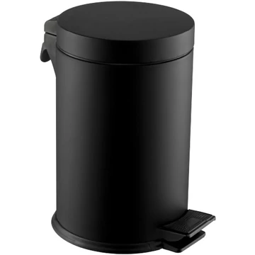 Pedálos hulladékgyűjtő kerek 5L, acél, matt fekete