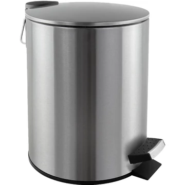 Prémium pedálos hulladékgyűjtő Soft-Close lecsapódásgátló fedéllel, kerek 5L, r.m. acél, selyem