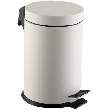 Pedálos hulladékgyűjtő kerek 30L, acél, matt fehér